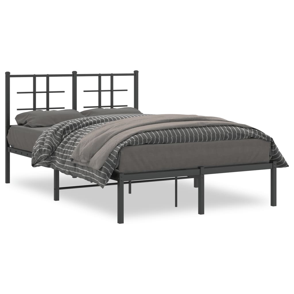 Bedframe met hoofdbord metaal zwart 120x200 cm is nu te koop bij PeponiXL, paradijselijk wonen!