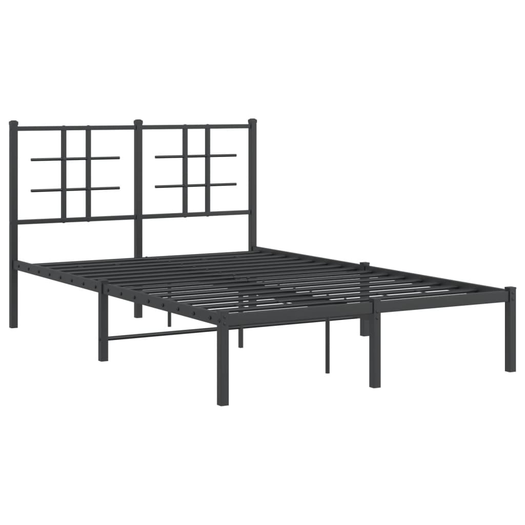 Bedframe met hoofdbord metaal zwart 120x200 cm is nu te koop bij PeponiXL, paradijselijk wonen!