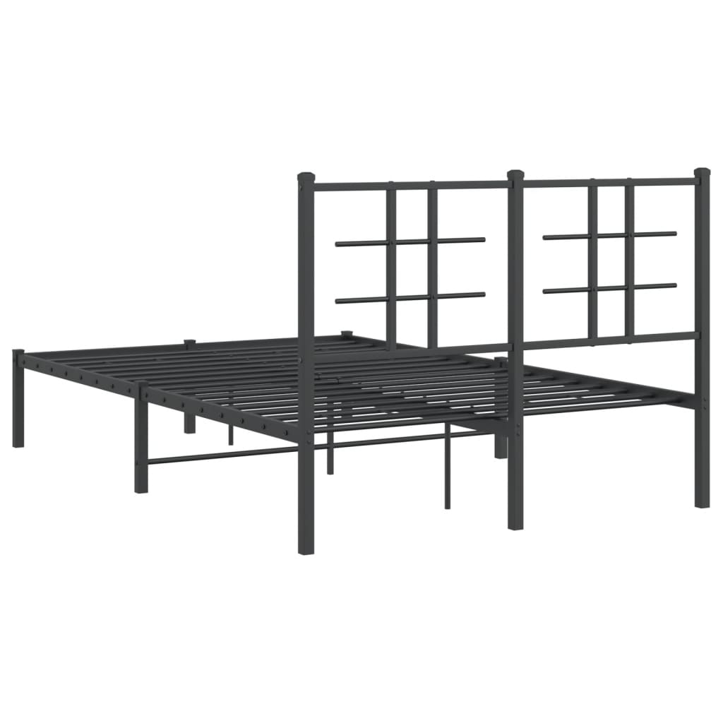 Bedframe met hoofdbord metaal zwart 120x200 cm is nu te koop bij PeponiXL, paradijselijk wonen!