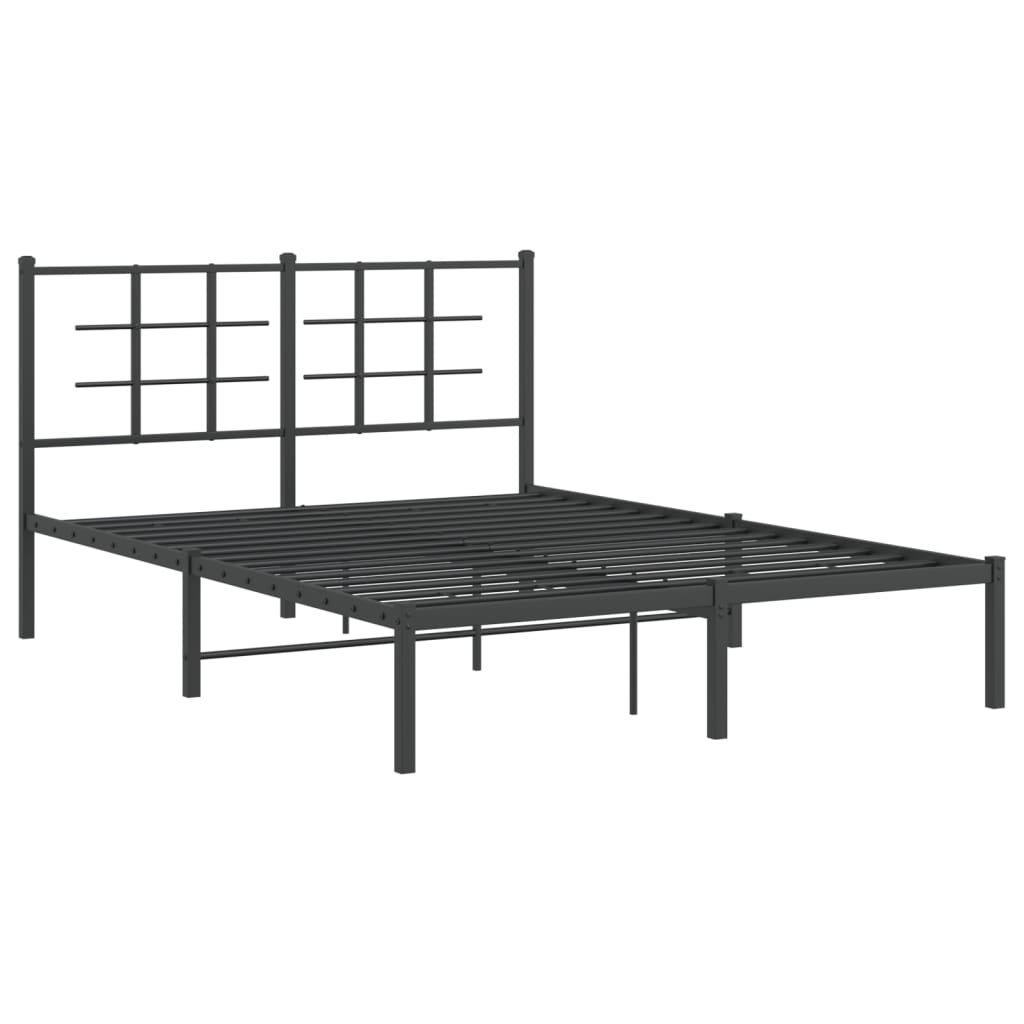 Bedframe met hoofdbord metaal zwart 140x200 cm is nu te koop bij PeponiXL, paradijselijk wonen!