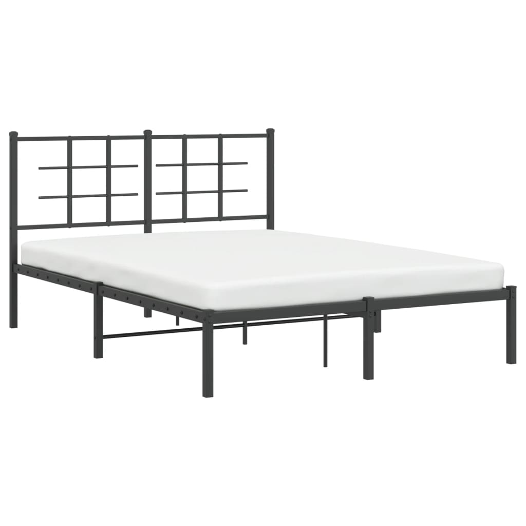 Bedframe met hoofdbord metaal zwart 140x200 cm is nu te koop bij PeponiXL, paradijselijk wonen!