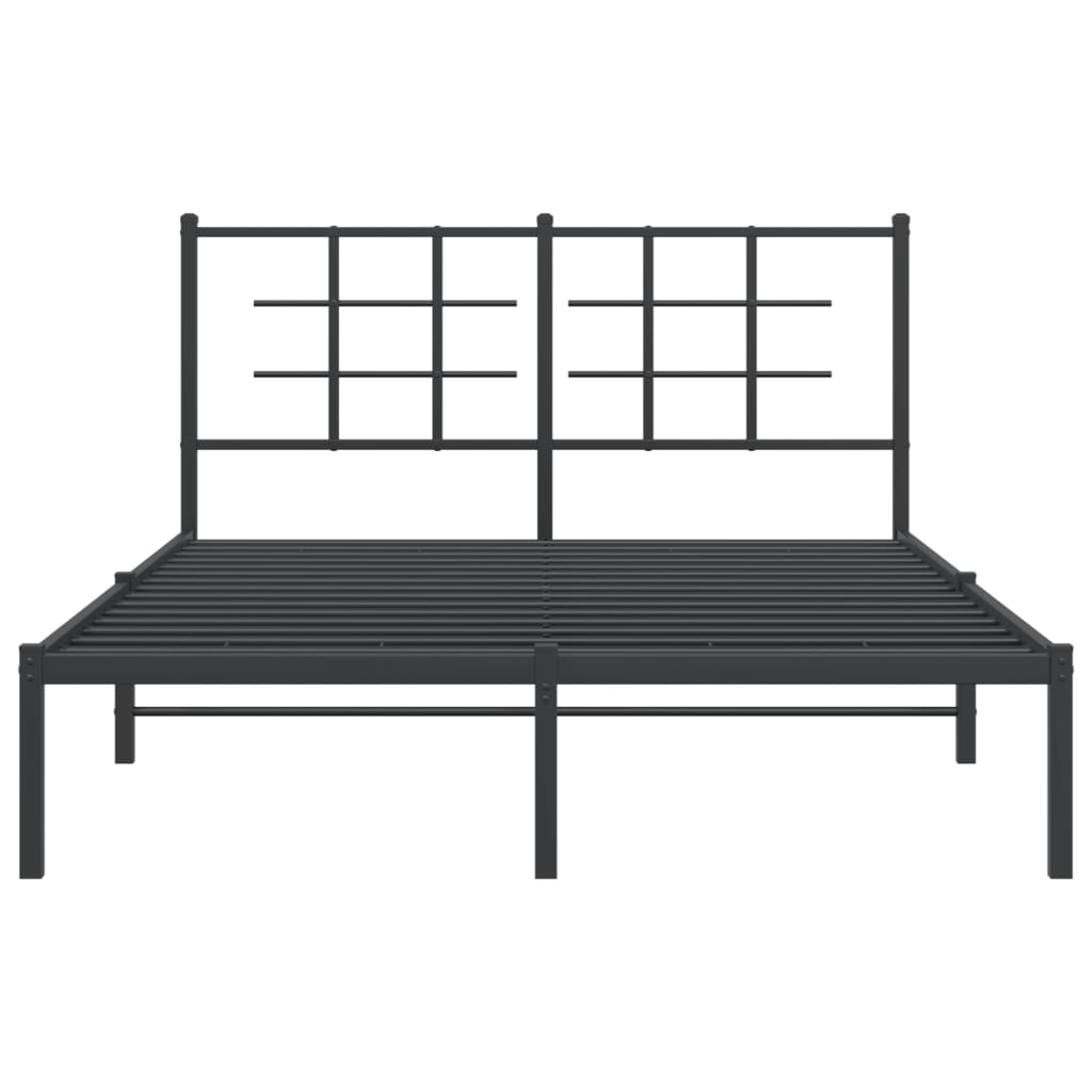 Bedframe met hoofdbord metaal zwart 140x200 cm is nu te koop bij PeponiXL, paradijselijk wonen!