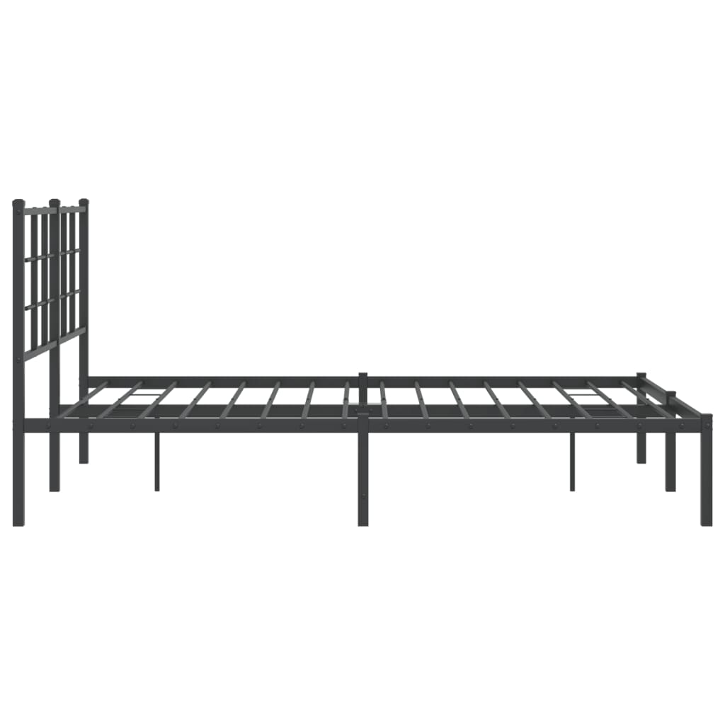 Bedframe met hoofdbord metaal zwart 140x200 cm is nu te koop bij PeponiXL, paradijselijk wonen!