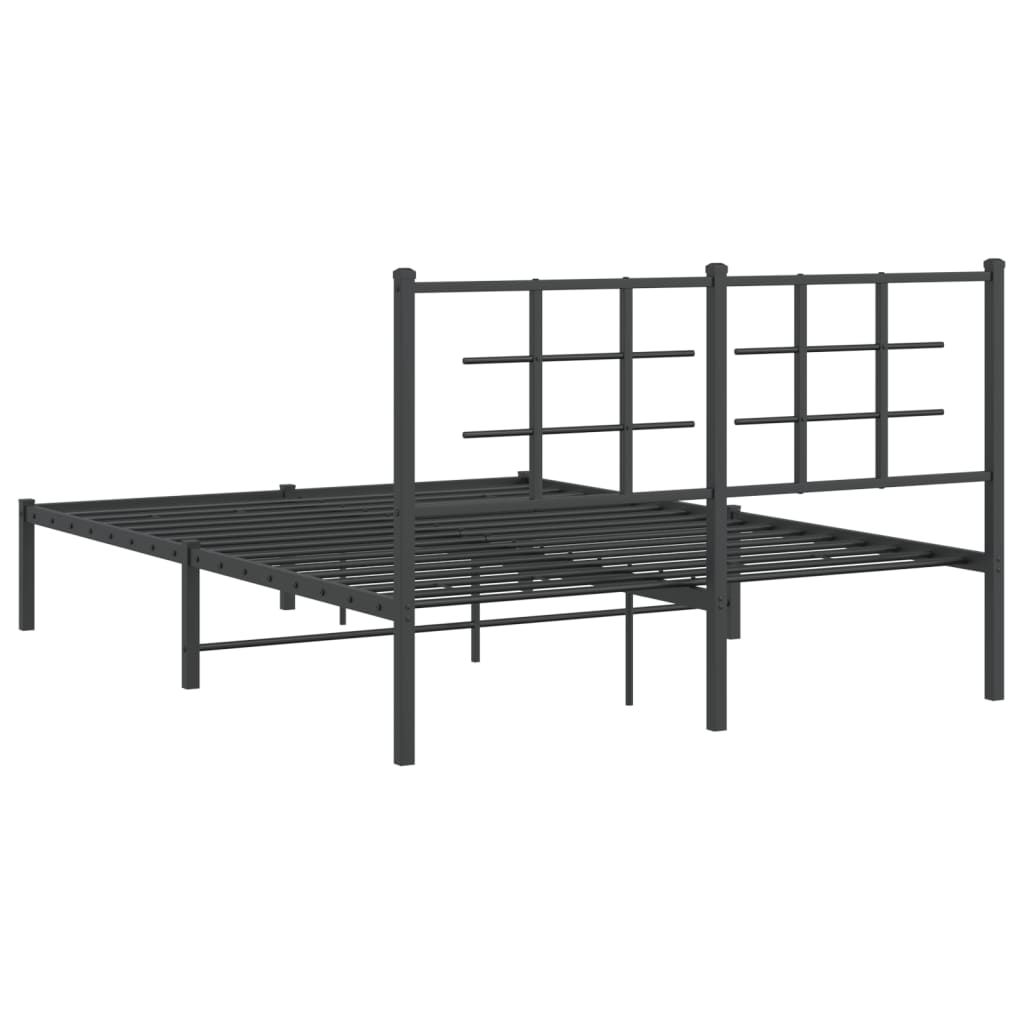 Bedframe met hoofdbord metaal zwart 140x200 cm is nu te koop bij PeponiXL, paradijselijk wonen!