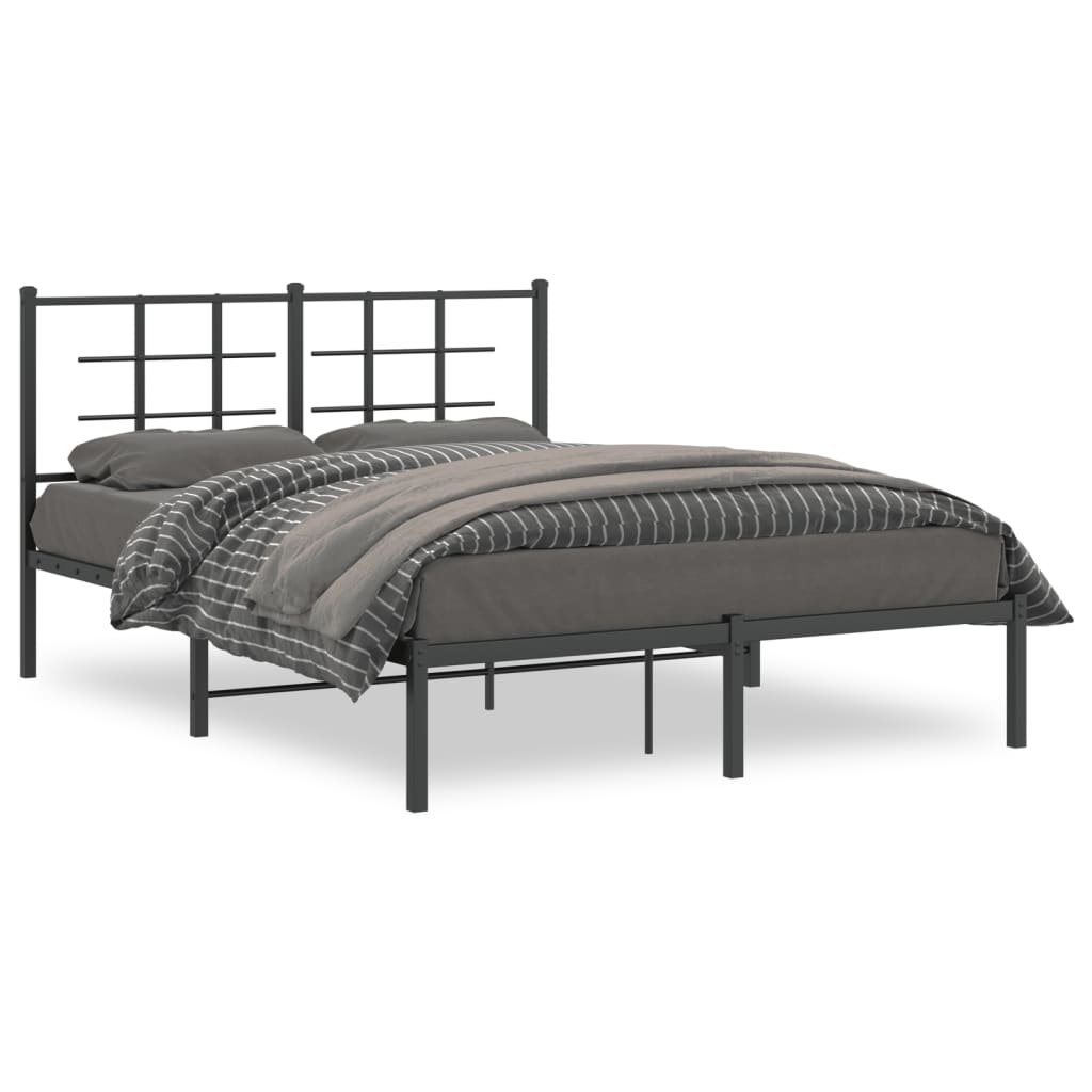 Bedframe met hoofdbord metaal zwart 140x200 cm is nu te koop bij PeponiXL, paradijselijk wonen!