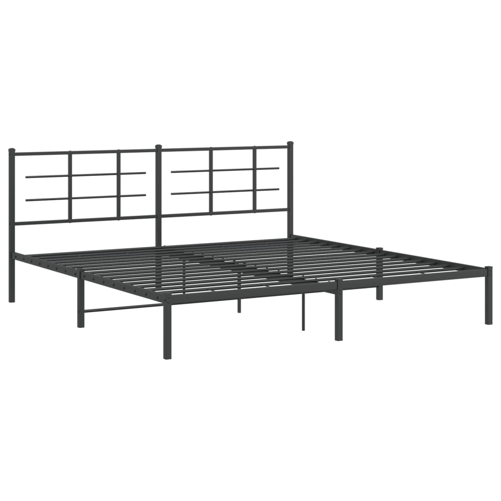 Bedframe met hoofdbord metaal zwart 193x203 cm is nu te koop bij PeponiXL, paradijselijk wonen!