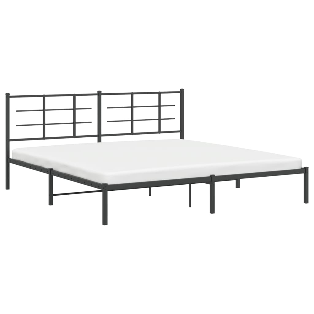 Bedframe met hoofdbord metaal zwart 193x203 cm is nu te koop bij PeponiXL, paradijselijk wonen!