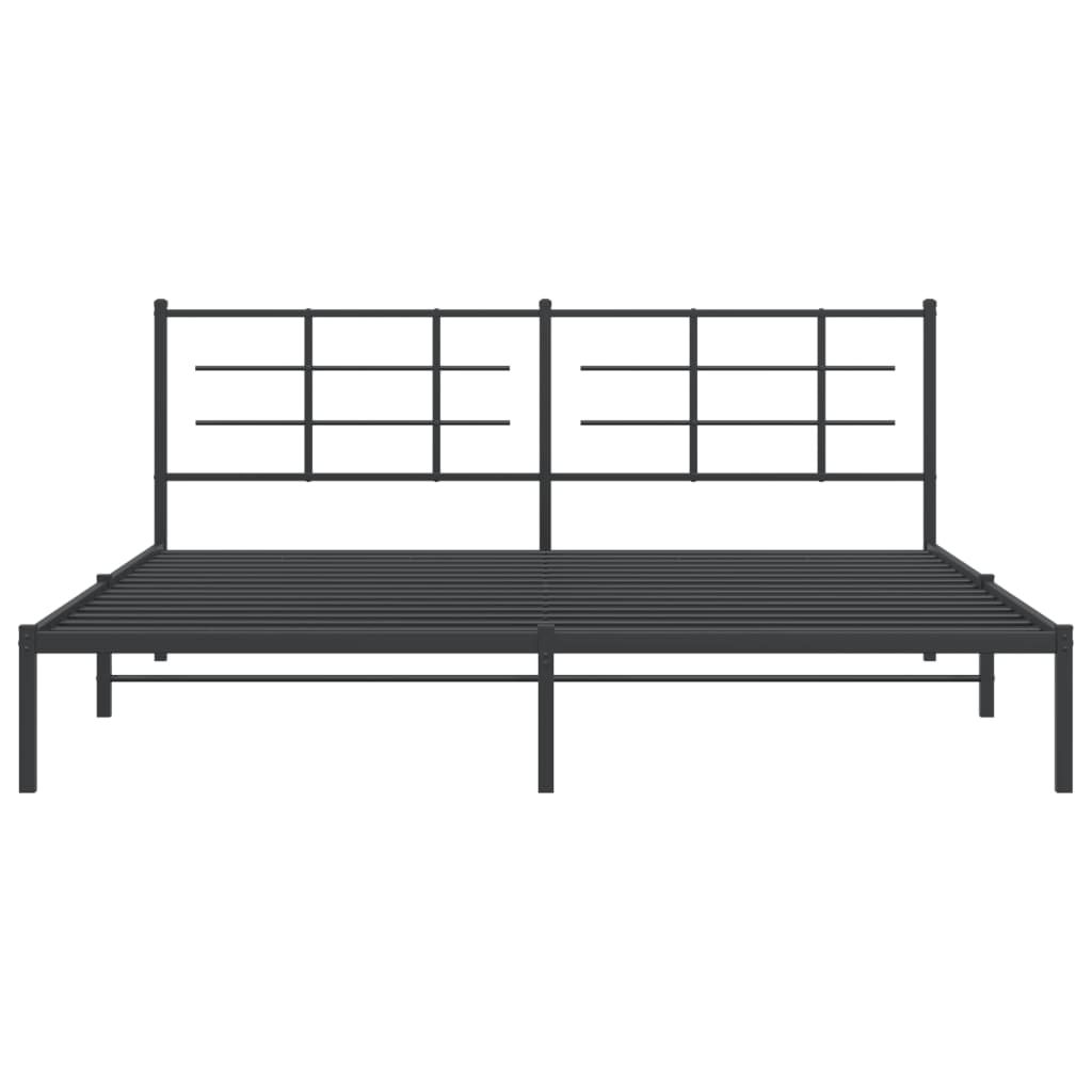 Bedframe met hoofdbord metaal zwart 193x203 cm is nu te koop bij PeponiXL, paradijselijk wonen!