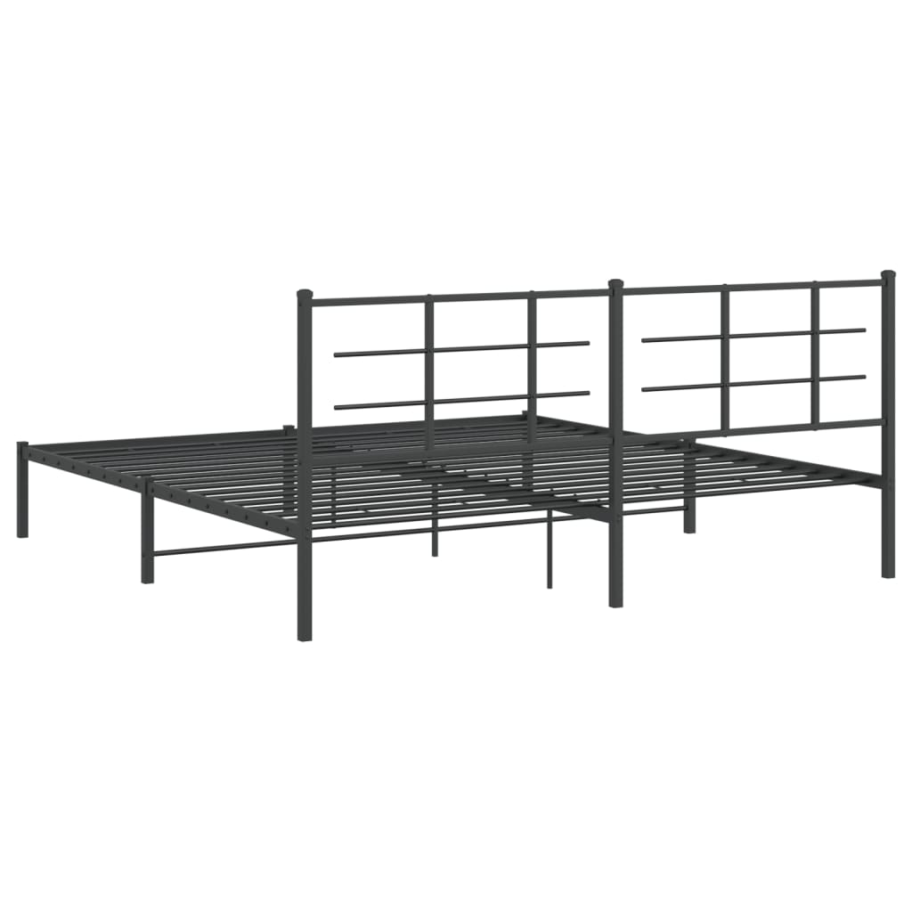 Bedframe met hoofdbord metaal zwart 193x203 cm is nu te koop bij PeponiXL, paradijselijk wonen!