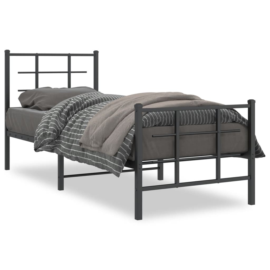 Bedframe met hoofd- en voeteneinde metaal zwart 75x190 cm is nu te koop bij PeponiXL, paradijselijk wonen!