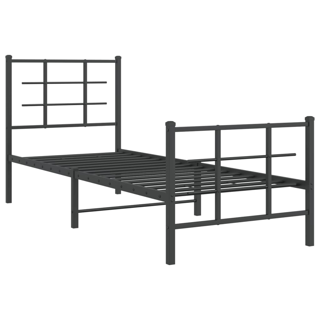 Bedframe met hoofd- en voeteneinde metaal zwart 75x190 cm is nu te koop bij PeponiXL, paradijselijk wonen!