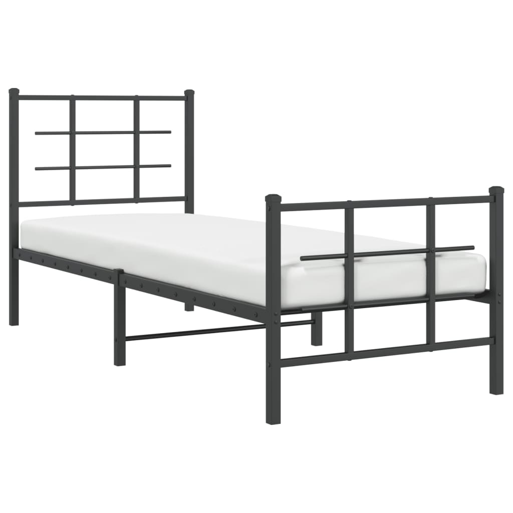 Bedframe met hoofd- en voeteneinde metaal zwart 75x190 cm is nu te koop bij PeponiXL, paradijselijk wonen!