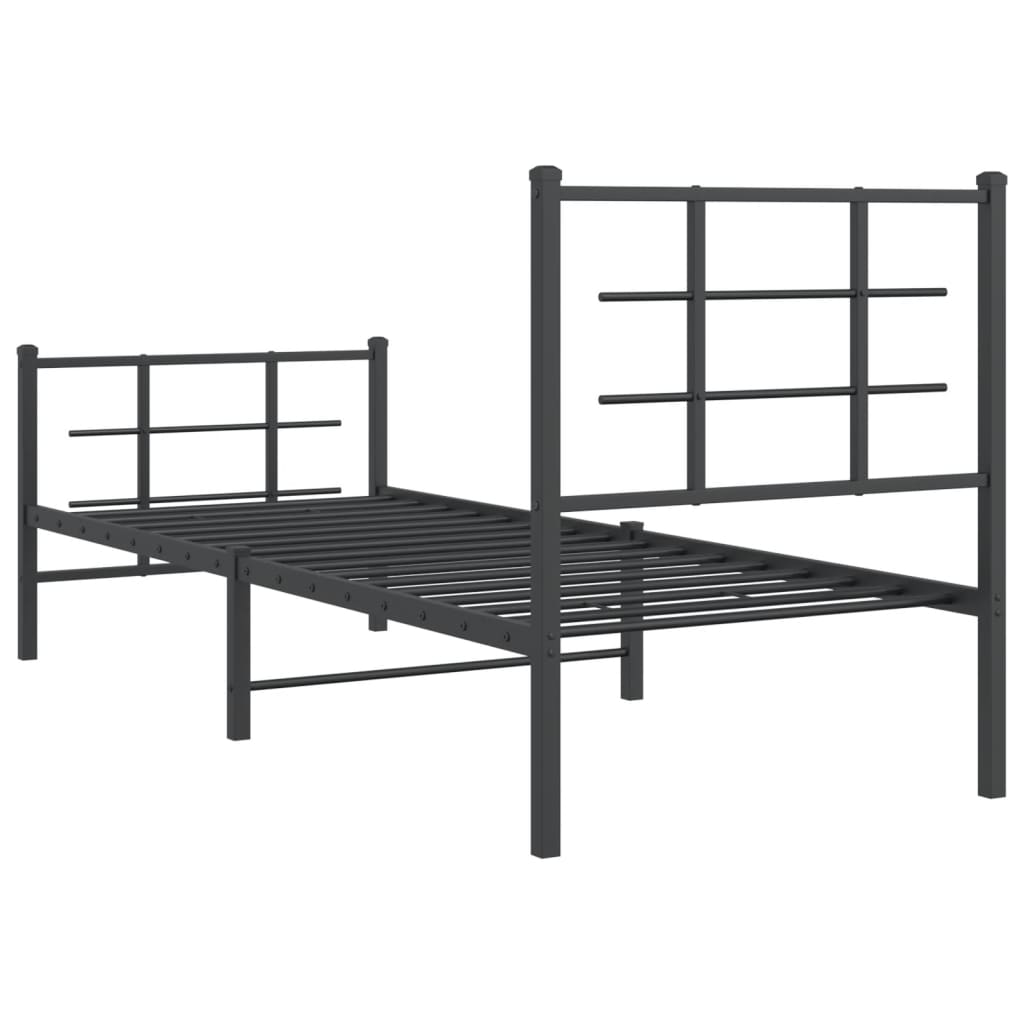 Bedframe met hoofd- en voeteneinde metaal zwart 75x190 cm is nu te koop bij PeponiXL, paradijselijk wonen!