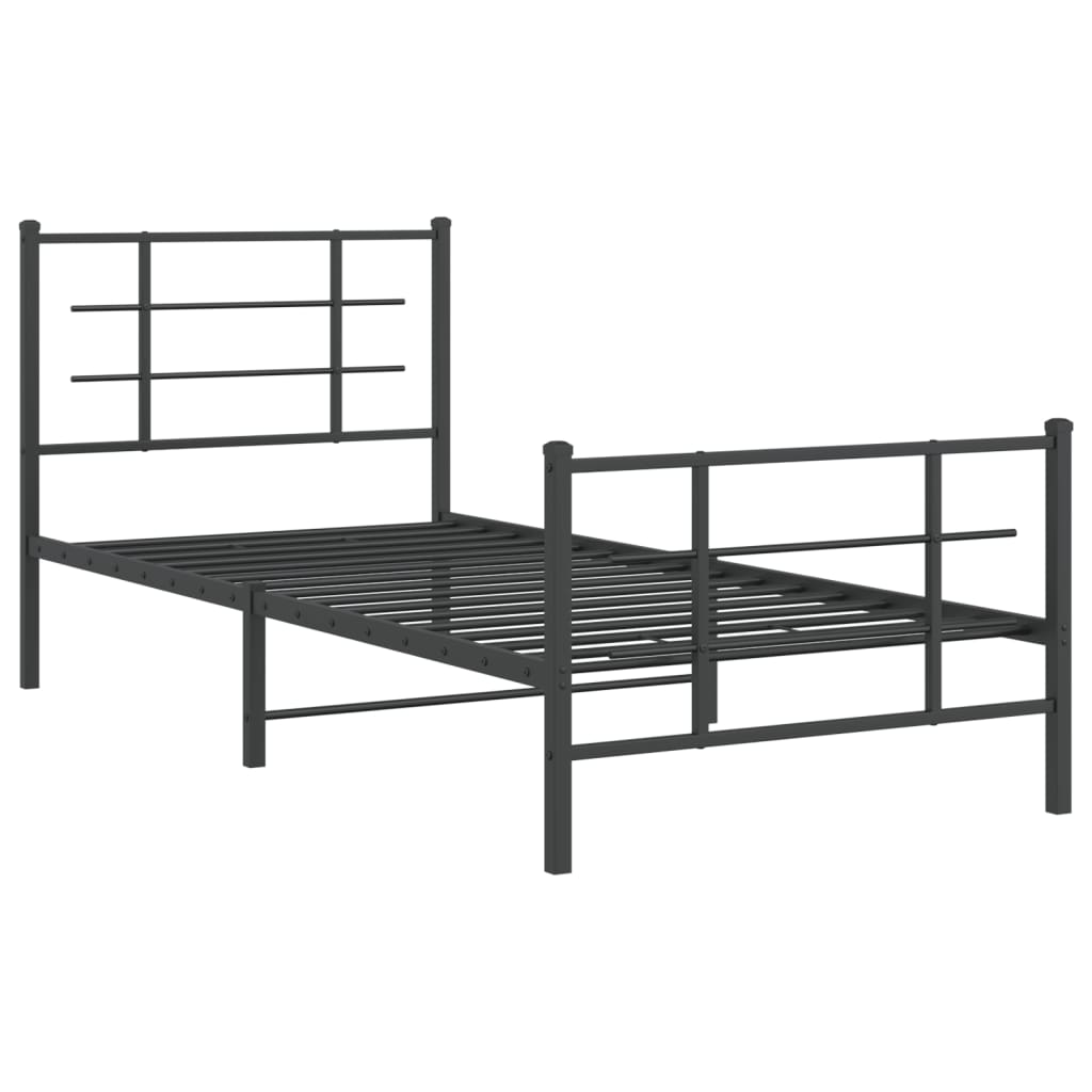 Bedframe met hoofd- en voeteneinde metaal zwart 90x200 cm is nu te koop bij PeponiXL, paradijselijk wonen!