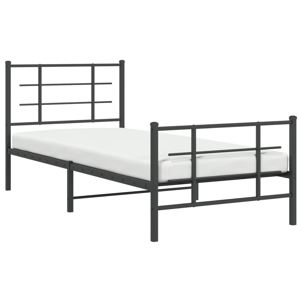 Bedframe met hoofd- en voeteneinde metaal zwart 90x200 cm is nu te koop bij PeponiXL, paradijselijk wonen!