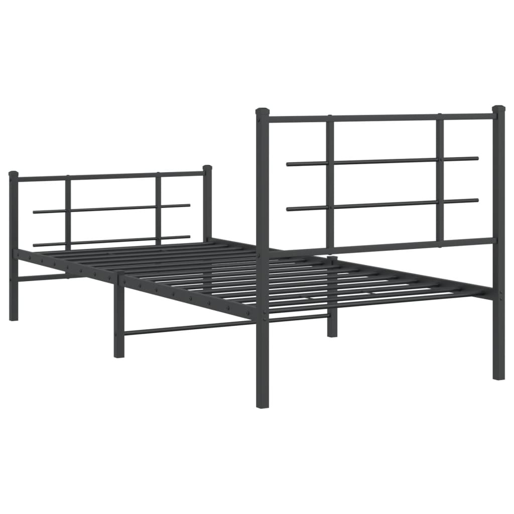 Bedframe met hoofd- en voeteneinde metaal zwart 90x200 cm is nu te koop bij PeponiXL, paradijselijk wonen!