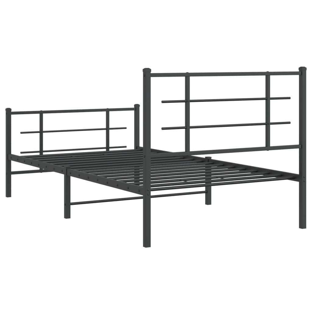 Bedframe met hoofd- en voeteneinde metaal zwart 100x200 cm is nu te koop bij PeponiXL, paradijselijk wonen!