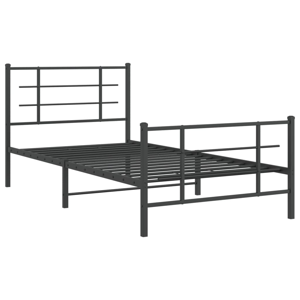 Bedframe met hoofd- en voeteneinde metaal zwart 107x203 cm is nu te koop bij PeponiXL, paradijselijk wonen!
