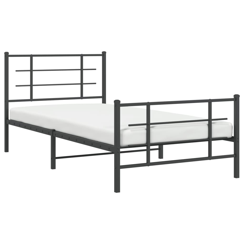 Bedframe met hoofd- en voeteneinde metaal zwart 107x203 cm is nu te koop bij PeponiXL, paradijselijk wonen!