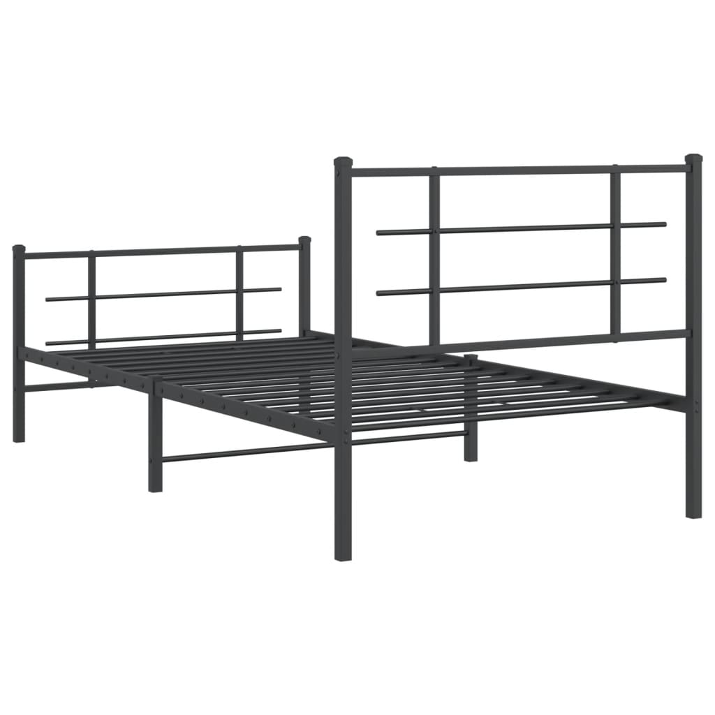 Bedframe met hoofd- en voeteneinde metaal zwart 107x203 cm is nu te koop bij PeponiXL, paradijselijk wonen!