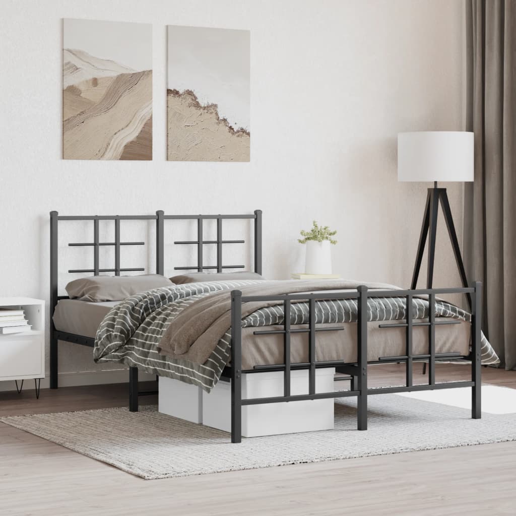 Bedframe met hoofd- en voeteneinde metaal zwart 120x190 cm is nu te koop bij PeponiXL, paradijselijk wonen!