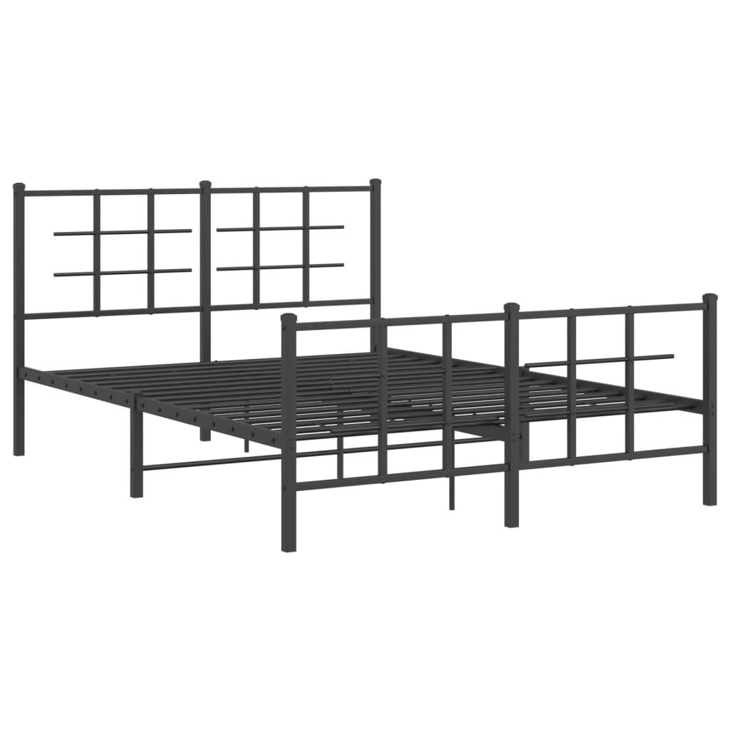 Bedframe met hoofd- en voeteneinde metaal zwart 135x190 cm is nu te koop bij PeponiXL, paradijselijk wonen!