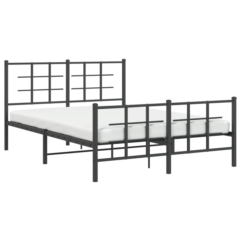 Bedframe met hoofd- en voeteneinde metaal zwart 135x190 cm is nu te koop bij PeponiXL, paradijselijk wonen!