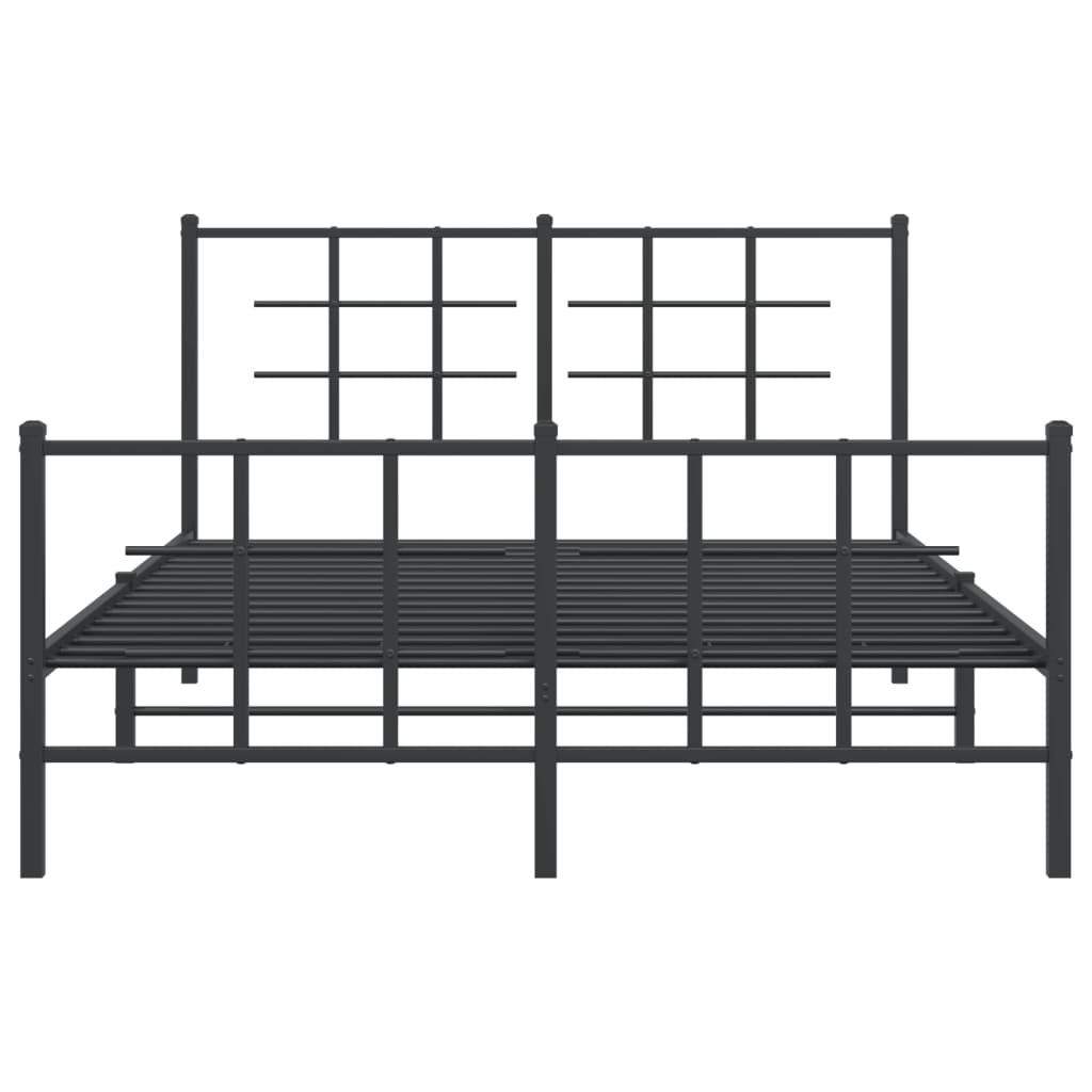 Bedframe met hoofd- en voeteneinde metaal zwart 135x190 cm is nu te koop bij PeponiXL, paradijselijk wonen!
