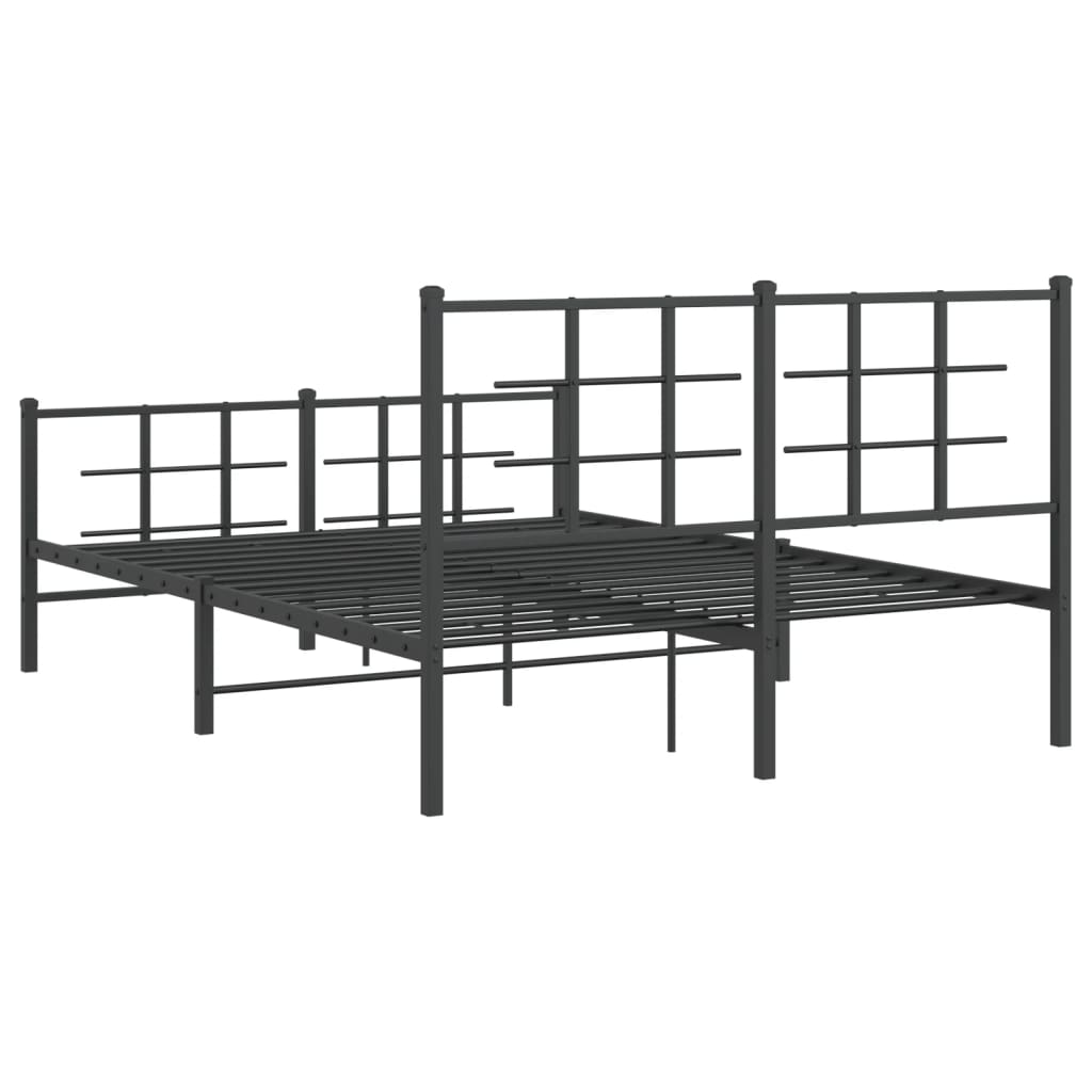 Bedframe met hoofd- en voeteneinde metaal zwart 135x190 cm is nu te koop bij PeponiXL, paradijselijk wonen!