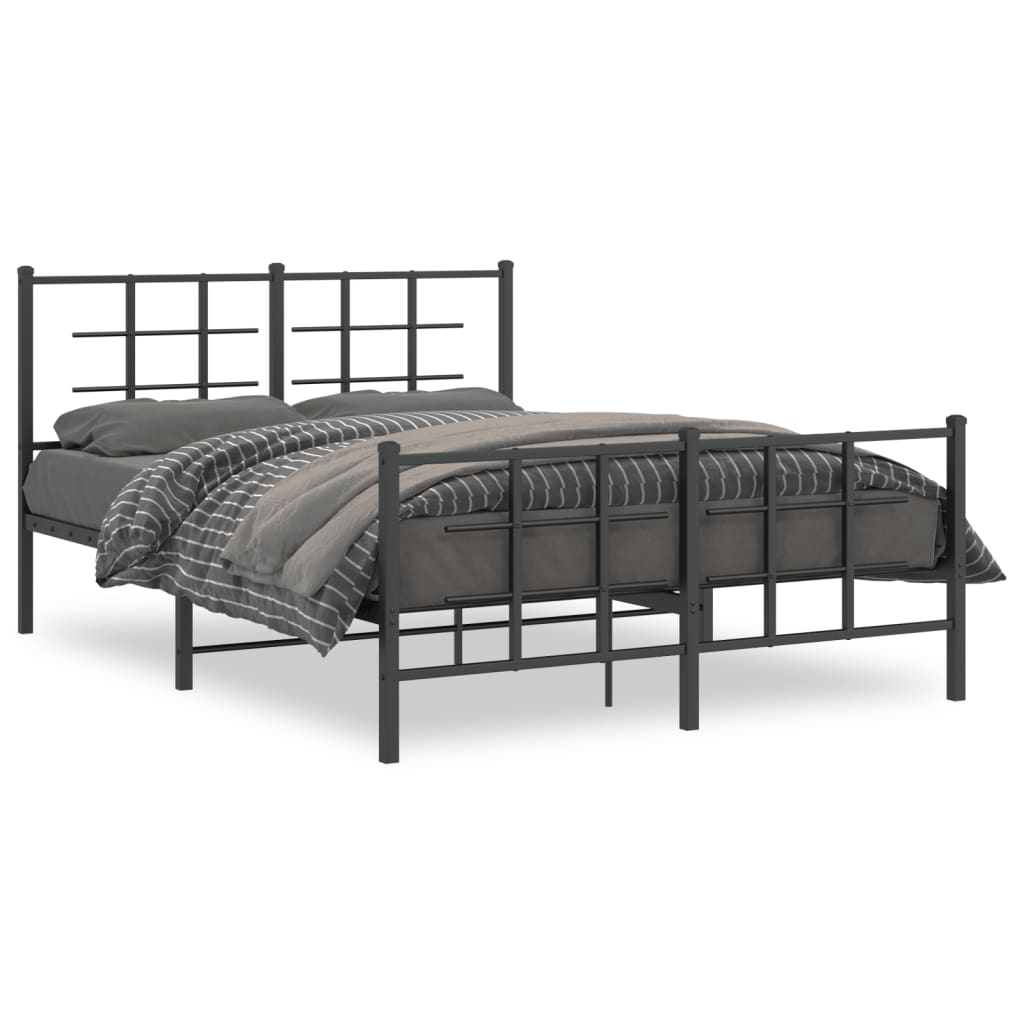 Bedframe met hoofd- en voeteneinde metaal zwart 135x190 cm is nu te koop bij PeponiXL, paradijselijk wonen!