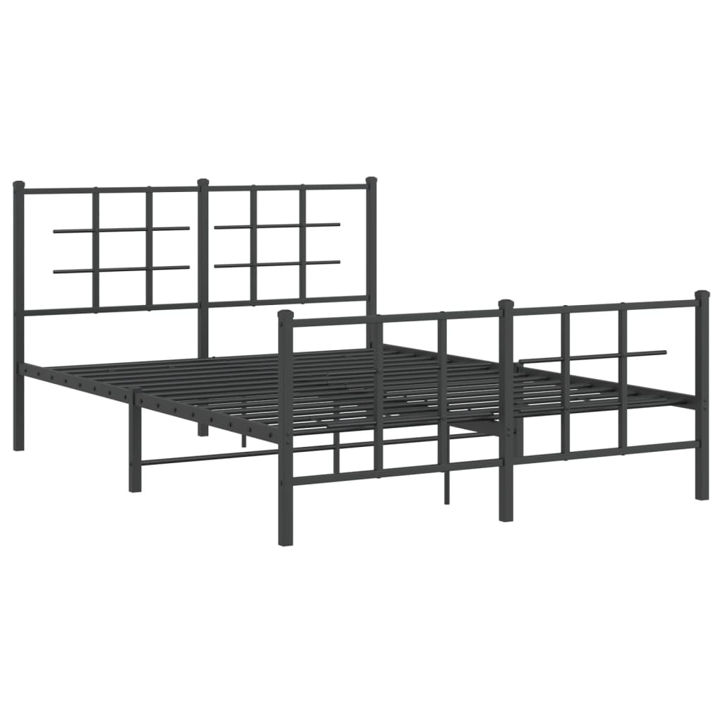 Bedframe met hoofd- en voeteneinde metaal zwart 140x190 cm is nu te koop bij PeponiXL, paradijselijk wonen!