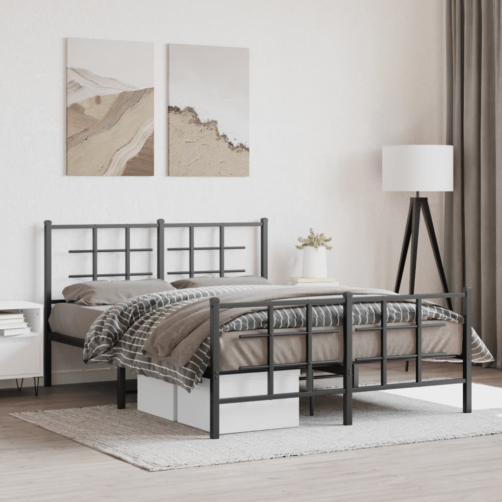Bedframe met hoofd- en voeteneinde metaal zwart 140x190 cm is nu te koop bij PeponiXL, paradijselijk wonen!