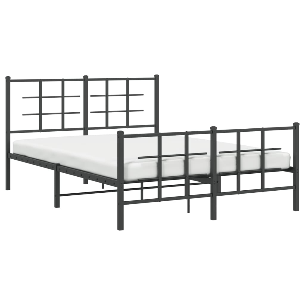 Bedframe met hoofd- en voeteneinde metaal zwart 140x190 cm is nu te koop bij PeponiXL, paradijselijk wonen!