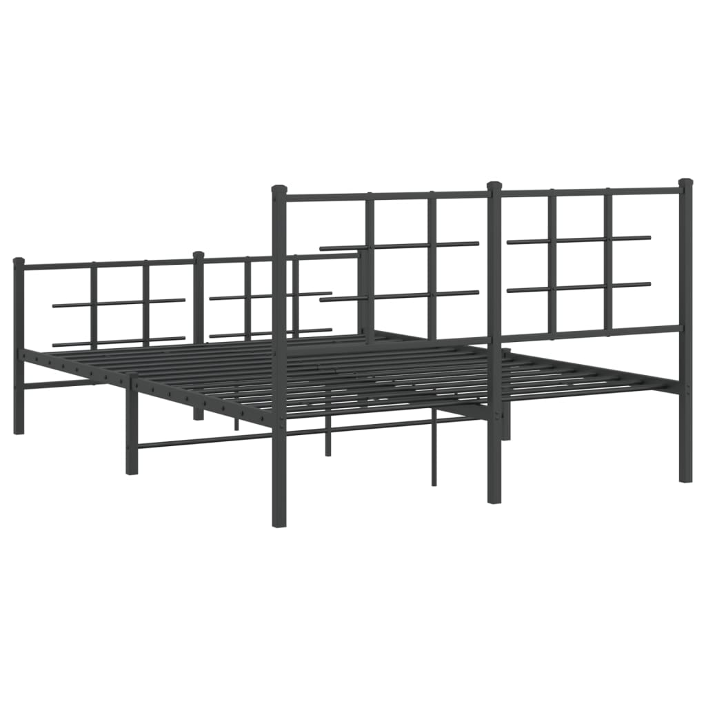 Bedframe met hoofd- en voeteneinde metaal zwart 140x190 cm is nu te koop bij PeponiXL, paradijselijk wonen!
