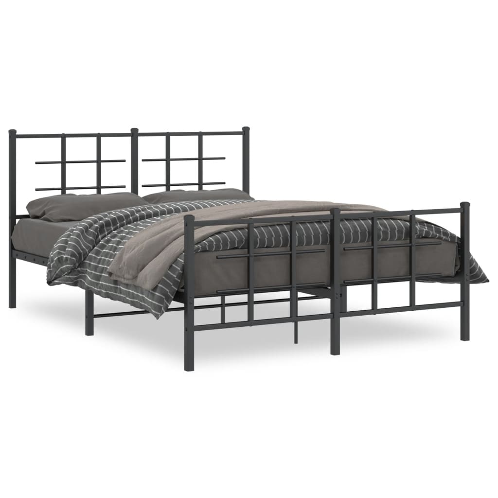 Bedframe met hoofd- en voeteneinde metaal zwart 140x190 cm is nu te koop bij PeponiXL, paradijselijk wonen!