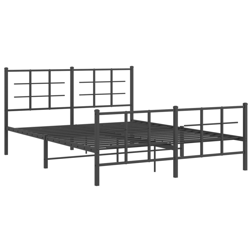 Bedframe met hoofd- en voeteneinde metaal zwart 150x200 cm is nu te koop bij PeponiXL, paradijselijk wonen!