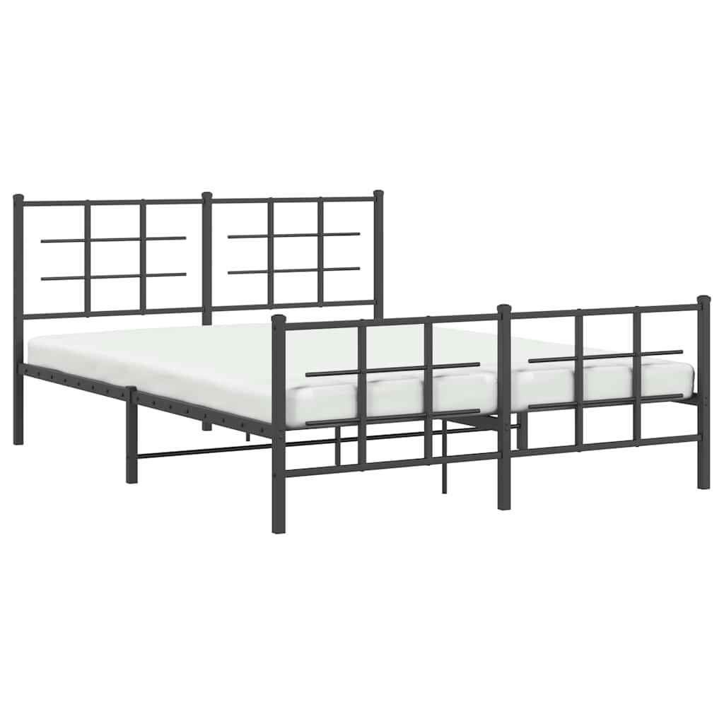 Bedframe met hoofd- en voeteneinde metaal zwart 150x200 cm is nu te koop bij PeponiXL, paradijselijk wonen!