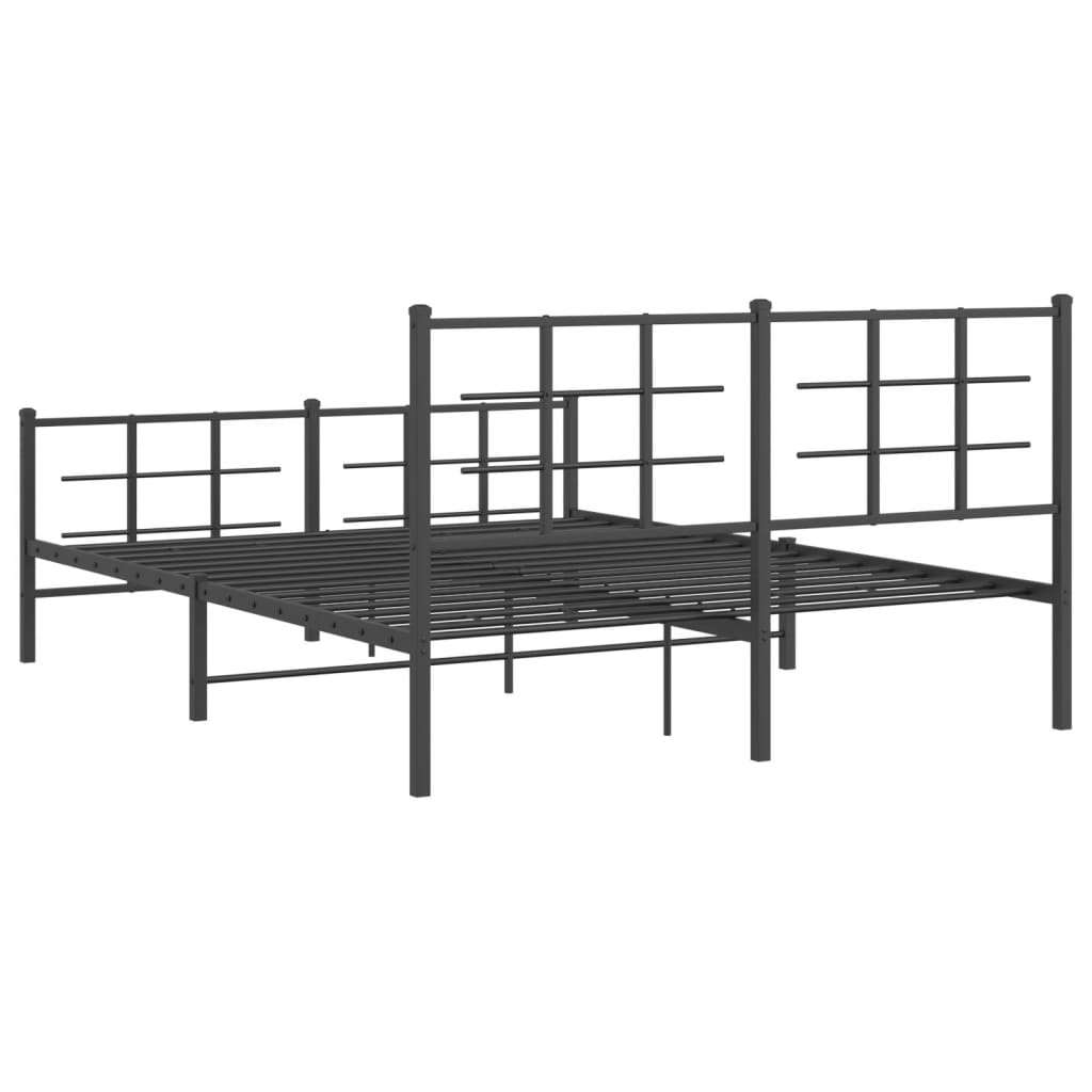 Bedframe met hoofd- en voeteneinde metaal zwart 150x200 cm is nu te koop bij PeponiXL, paradijselijk wonen!
