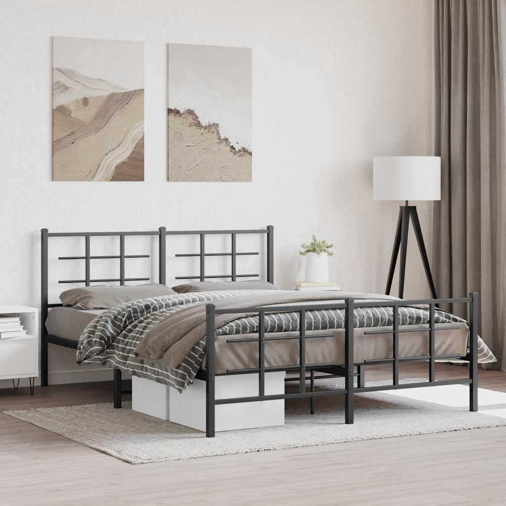 Bedframe met hoofd- en voeteneinde metaal zwart 150x200 cm is nu te koop bij PeponiXL, paradijselijk wonen!