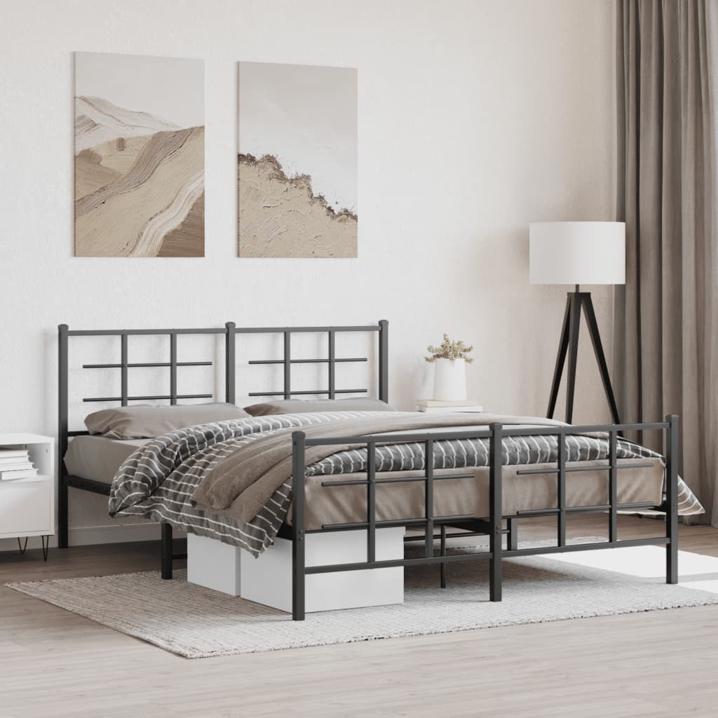 Bedframe met hoofd- en voeteneinde metaal zwart 150x200 cm is nu te koop bij PeponiXL, paradijselijk wonen!