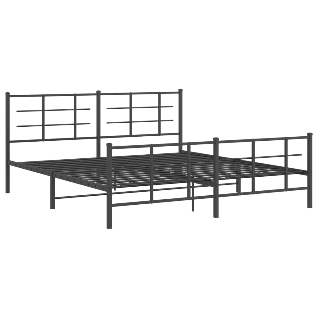 Bedframe met hoofd- en voeteneinde metaal zwart 183x213 cm is nu te koop bij PeponiXL, paradijselijk wonen!