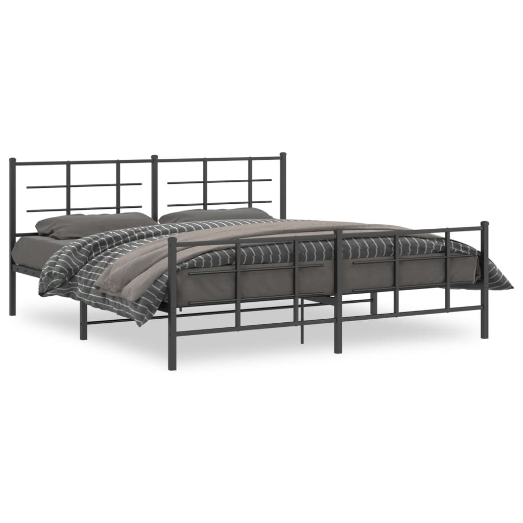 Bedframe met hoofd- en voeteneinde metaal zwart 183x213 cm is nu te koop bij PeponiXL, paradijselijk wonen!