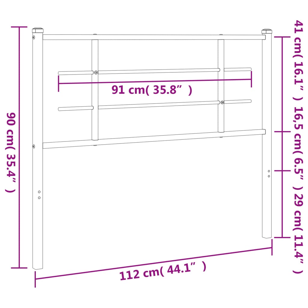 Vervangend hoofdbord 107 cm metaal zwart is nu te koop bij PeponiXL, paradijselijk wonen!