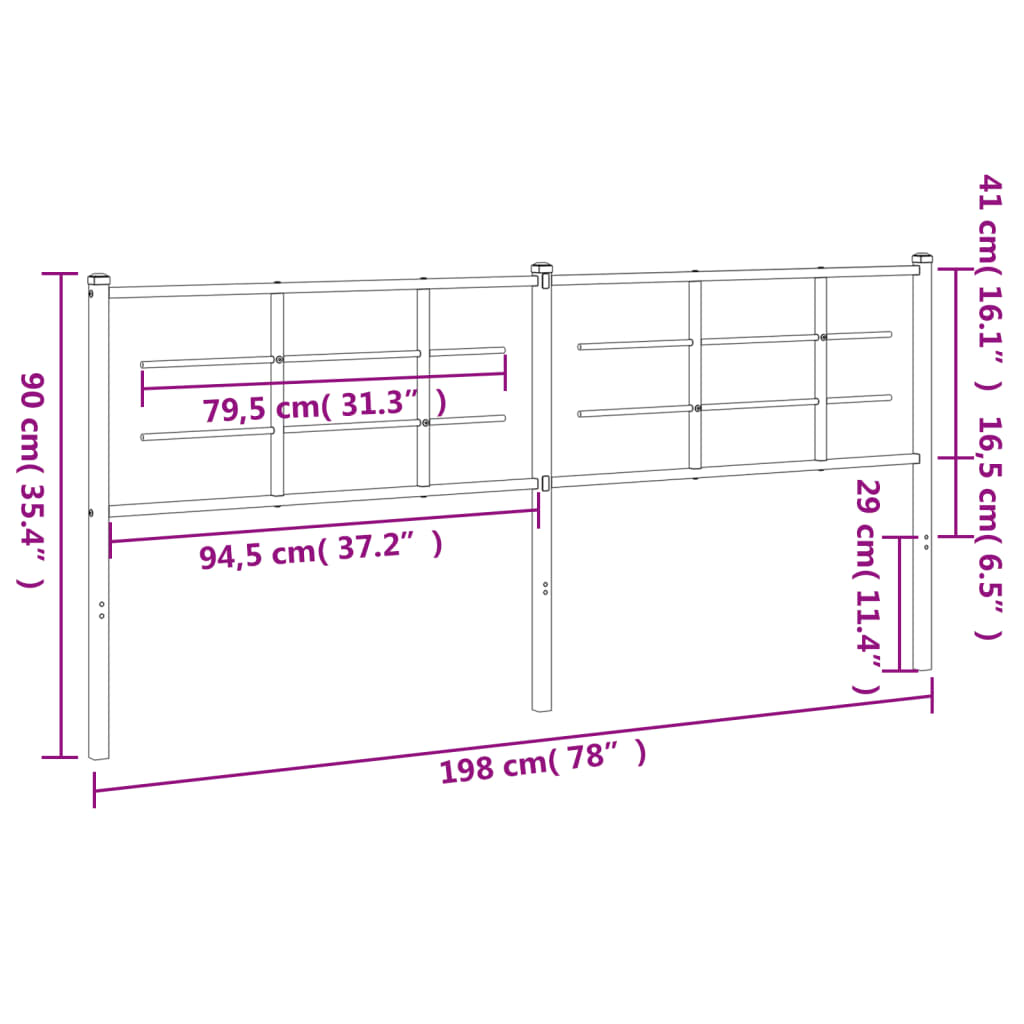 Vervangend hoofdbord 193 cm metaal zwart is nu te koop bij PeponiXL, paradijselijk wonen!