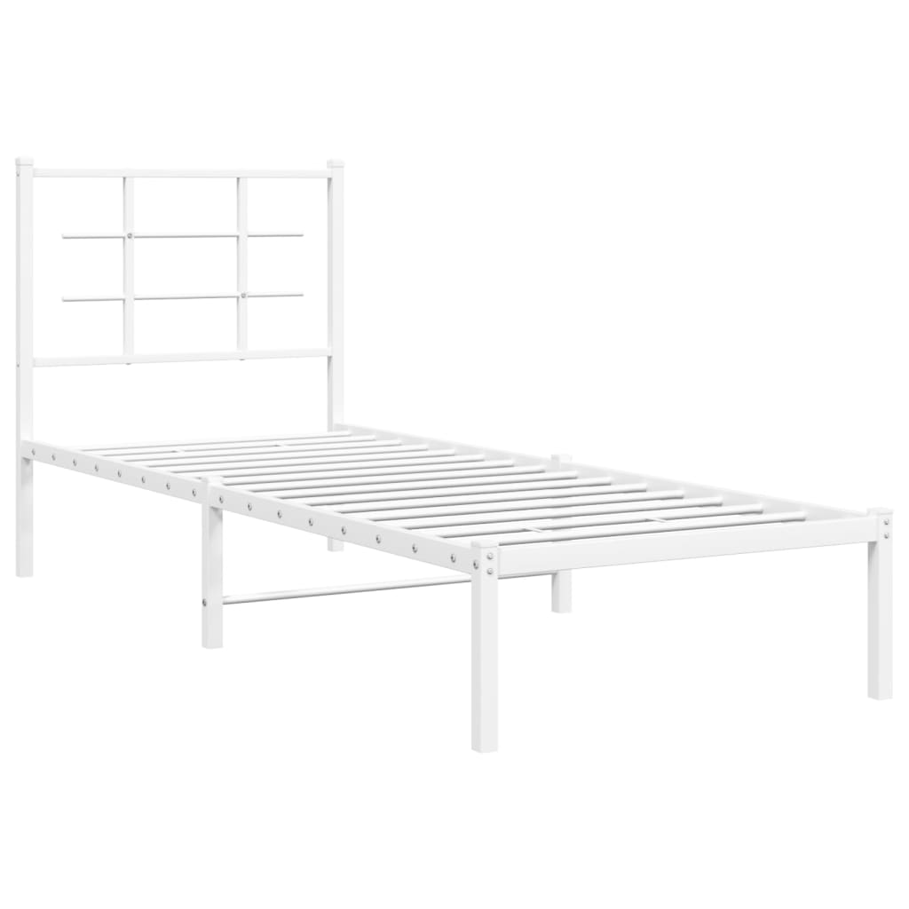 Bedframe met hoofdbord zonder matras metaal wit 75x190 cm is nu te koop bij PeponiXL, paradijselijk wonen!