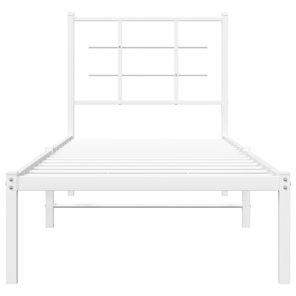 Bedframe met hoofdbord zonder matras metaal wit 75x190 cm is nu te koop bij PeponiXL, paradijselijk wonen!