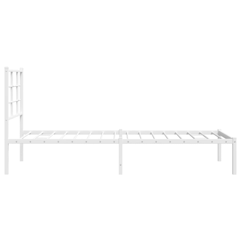 Bedframe met hoofdbord zonder matras metaal wit 75x190 cm is nu te koop bij PeponiXL, paradijselijk wonen!