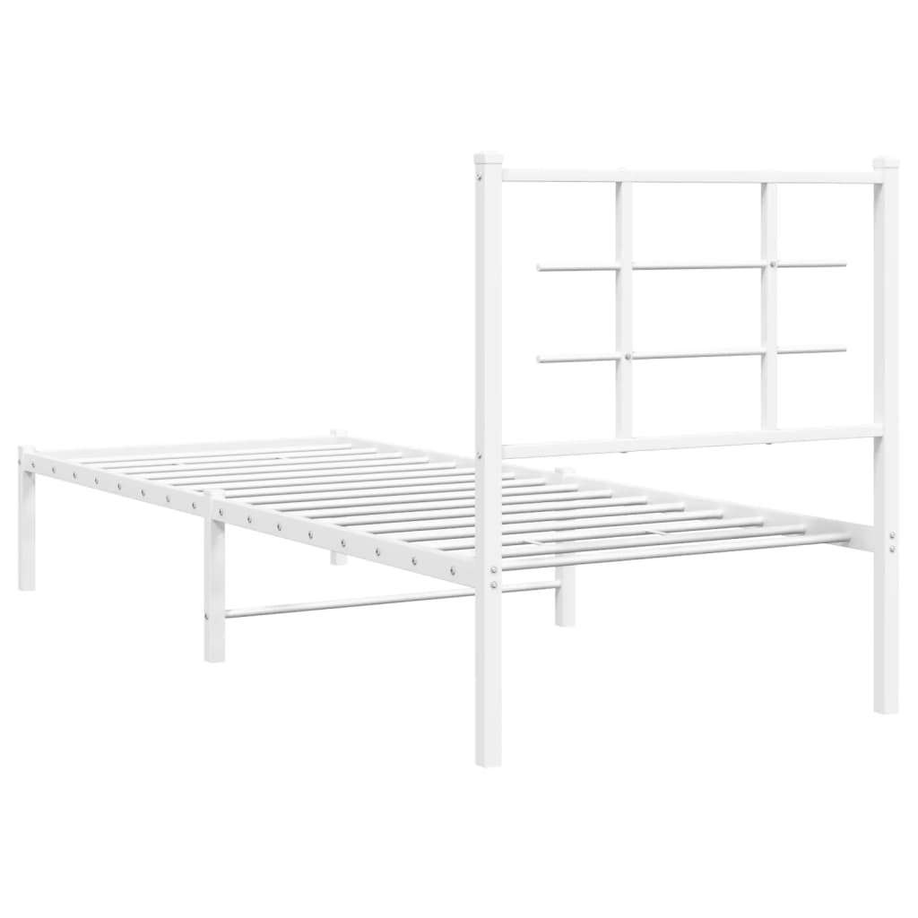 Bedframe met hoofdbord zonder matras metaal wit 75x190 cm is nu te koop bij PeponiXL, paradijselijk wonen!