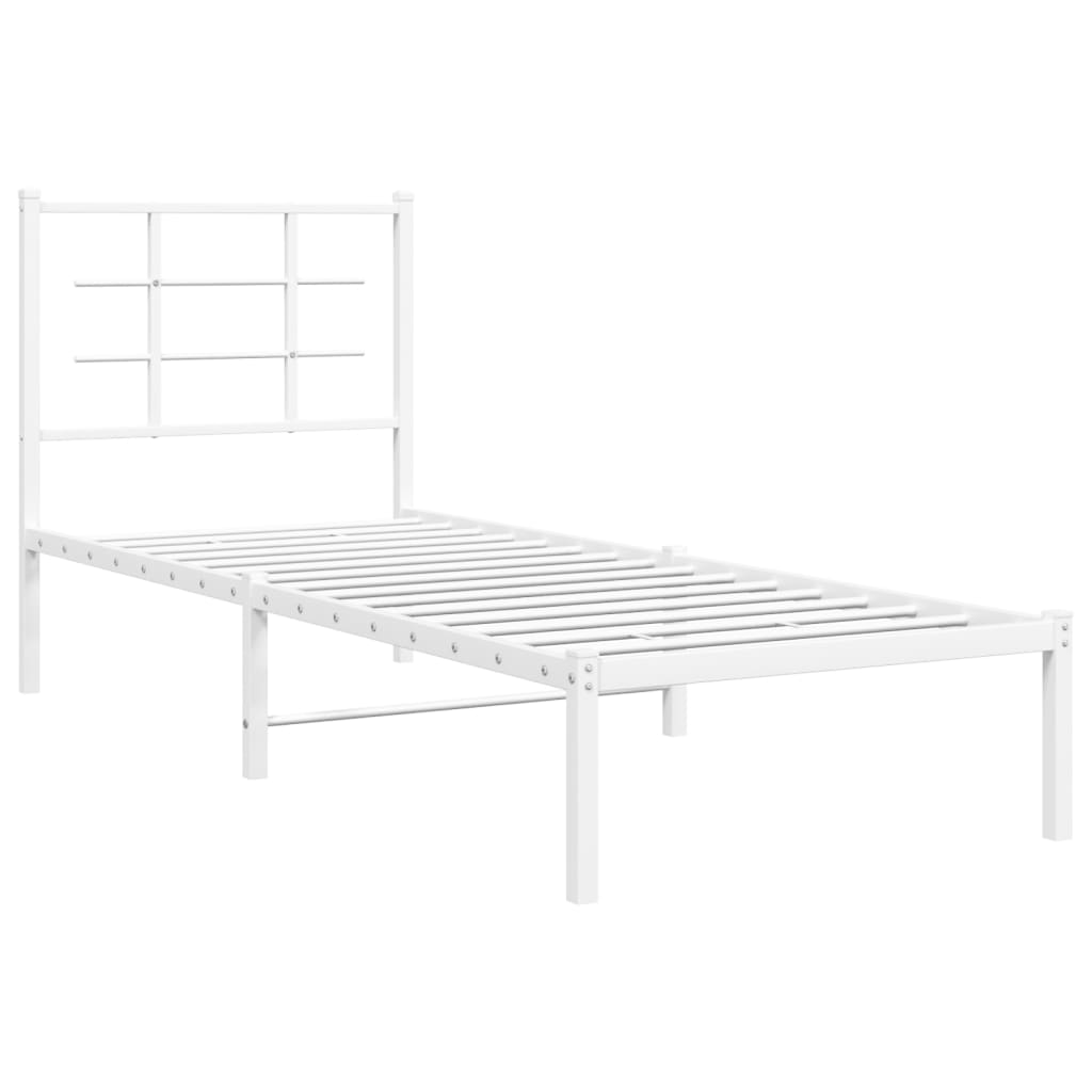 Bedframe met hoofdbord metaal wit 80x200 cm is nu te koop bij PeponiXL, paradijselijk wonen!