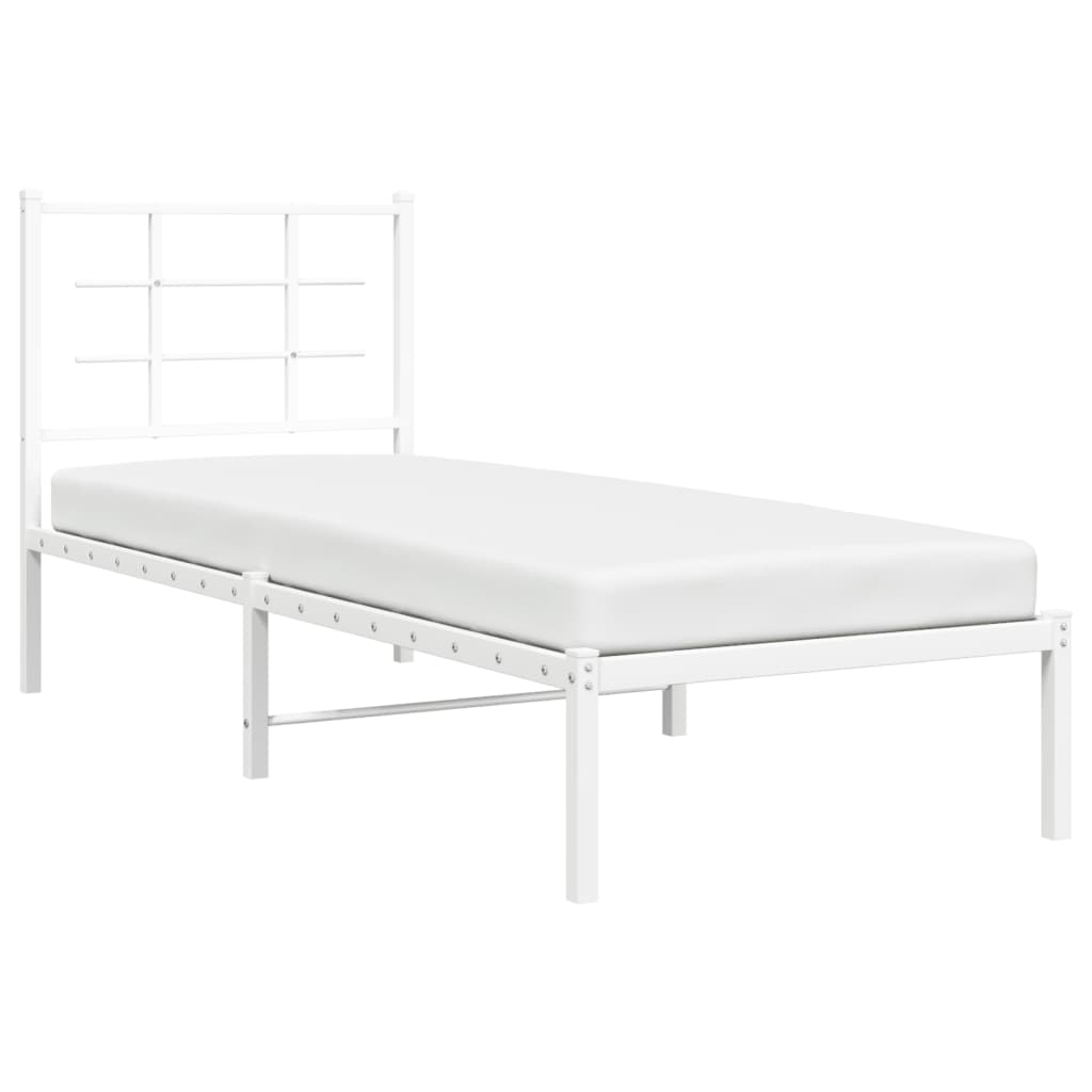 Bedframe met hoofdbord metaal wit 80x200 cm is nu te koop bij PeponiXL, paradijselijk wonen!